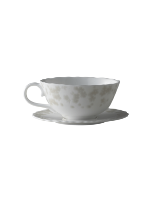 Slåpeblom warm grey tea mug w/saucer 30cl
